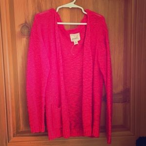red knitted sweater